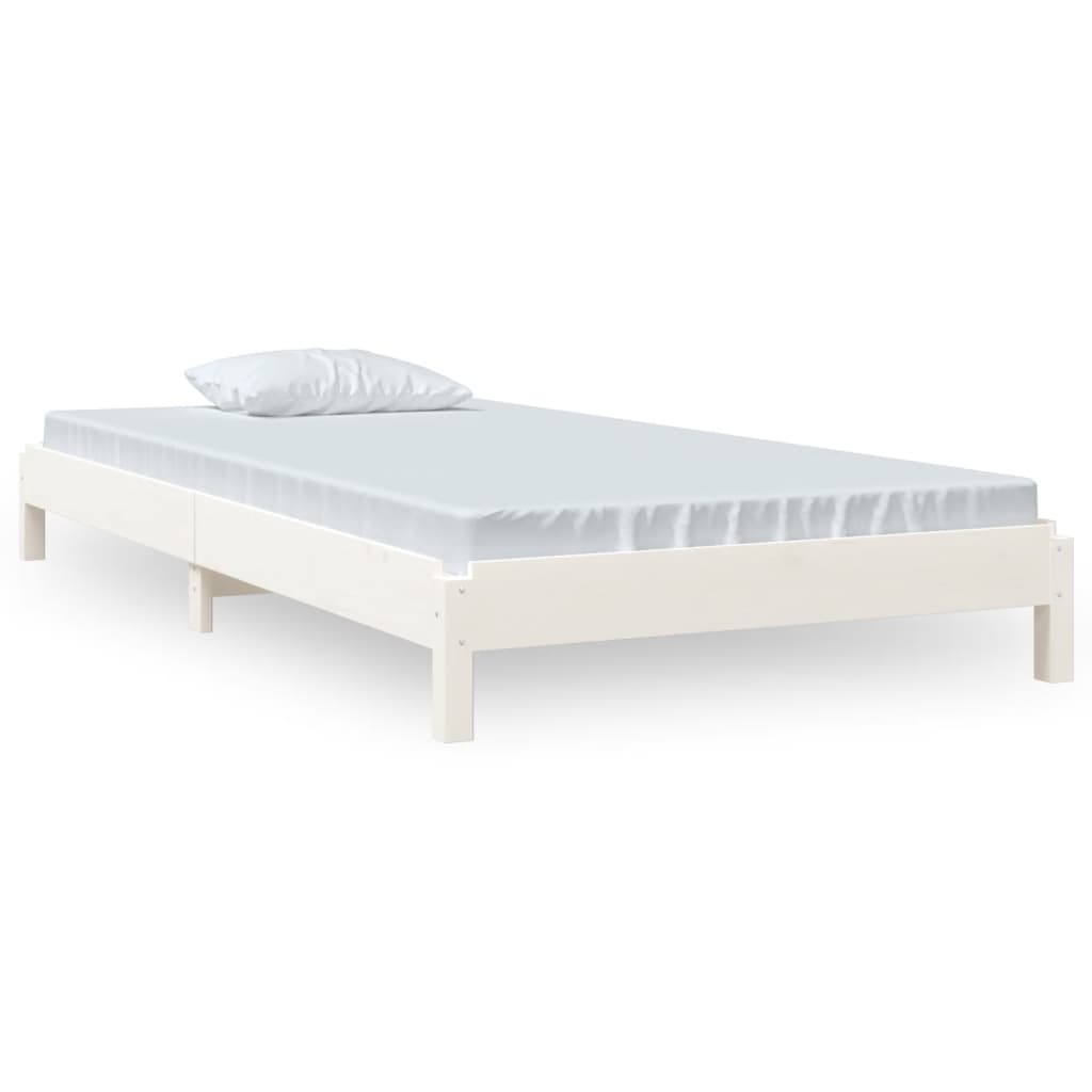 stabelbar seng 90x190 cm massivt fyrretræ hvid
