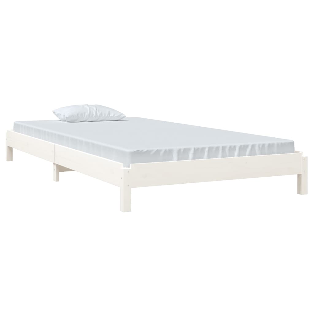 stabelbar seng 90x190 cm massivt fyrretræ hvid