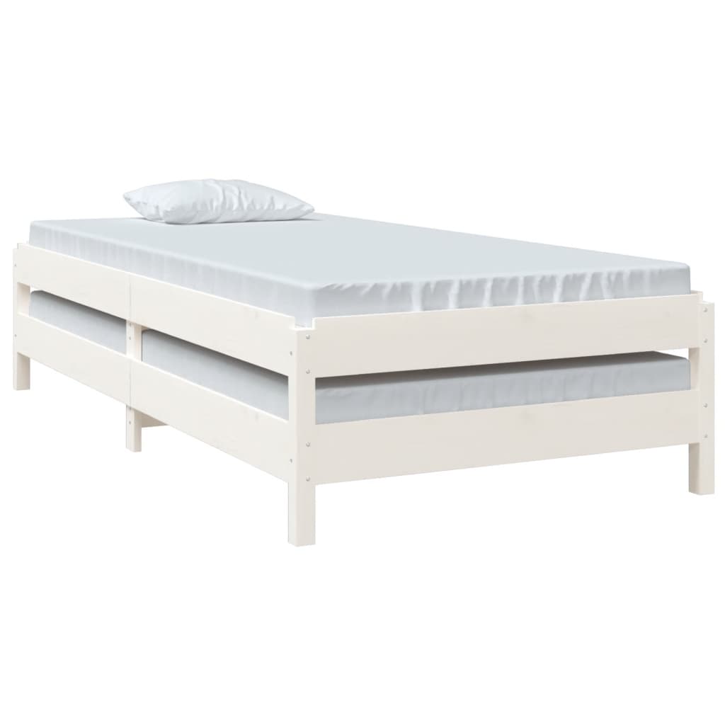 stabelbar seng 90x190 cm massivt fyrretræ hvid