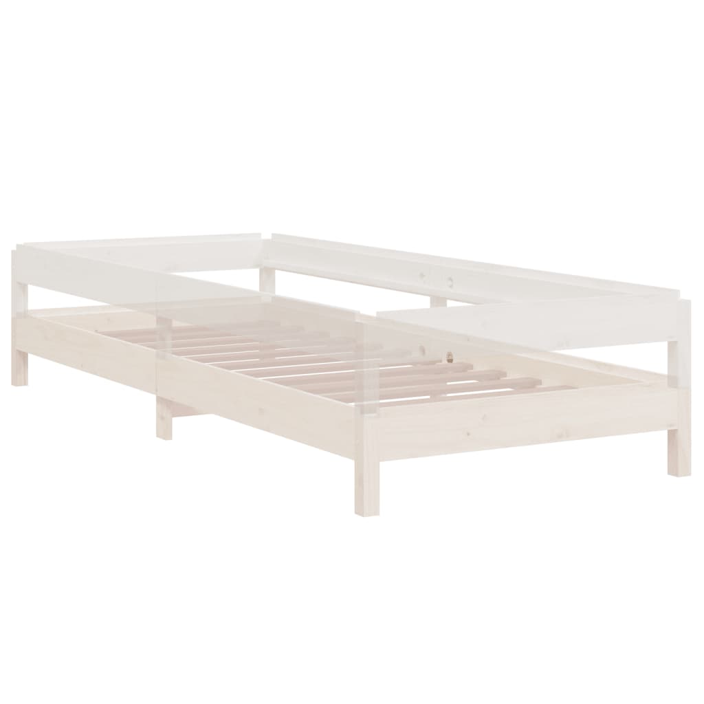 stabelbar seng 90x190 cm massivt fyrretræ hvid