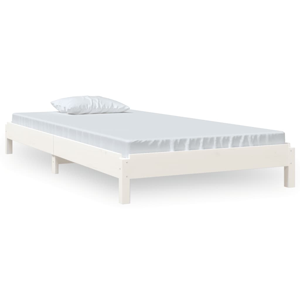 stabelbar seng 75x190 cm massivt fyrretræ hvid