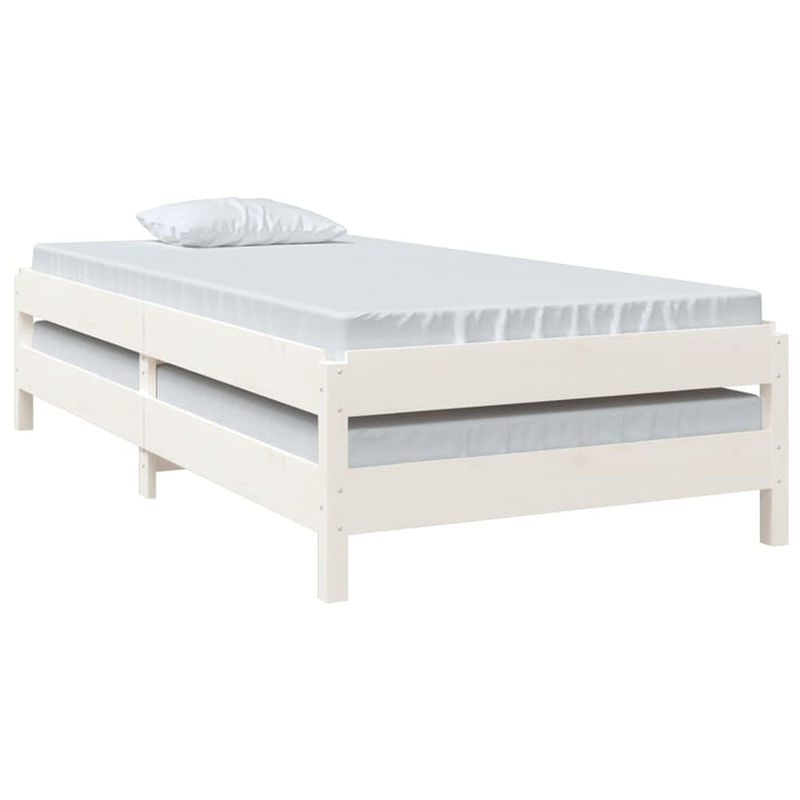 stabelbar seng 75x190 cm massivt fyrretræ hvid