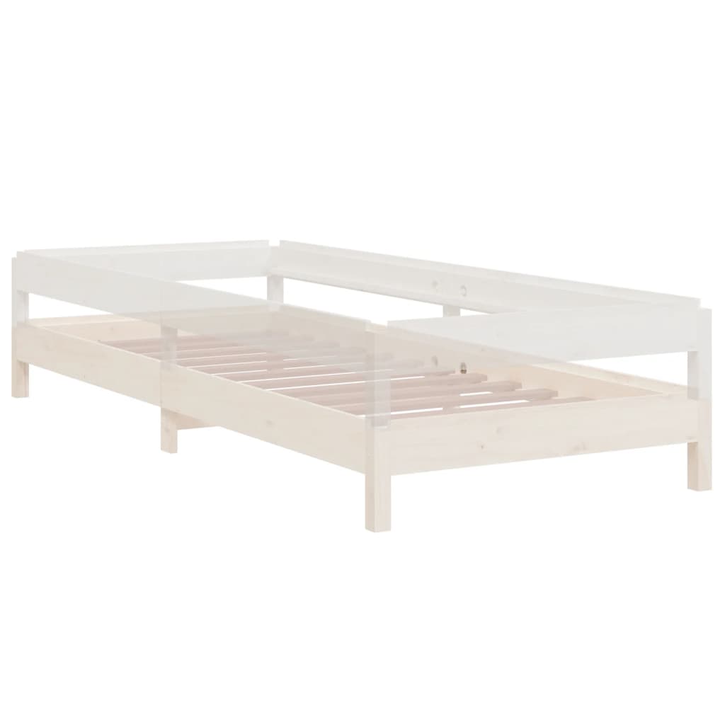 stabelbar seng 75x190 cm massivt fyrretræ hvid