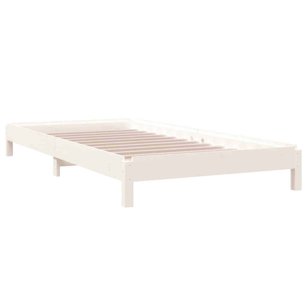 stabelbar seng 75x190 cm massivt fyrretræ hvid