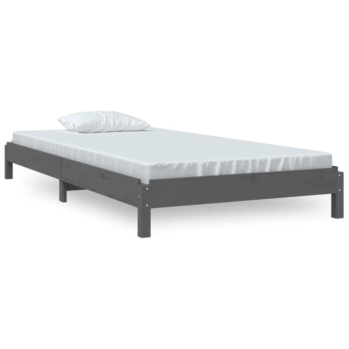 stabelbar seng 75x190 cm massivt fyrretræ grå