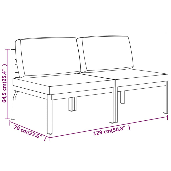 2-personers havesofa med hynder aluminium antracitgrå