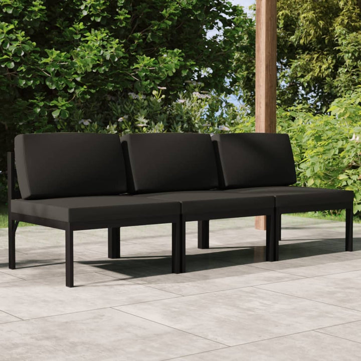 3-personers havesofa med hynder aluminium antracitgrå