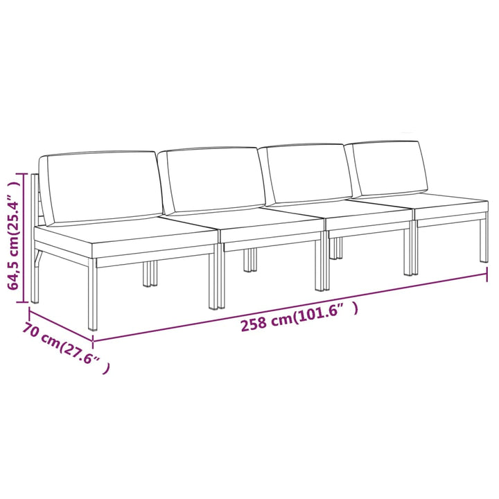 4-personers havesofa med hynder aluminium antracitgrå