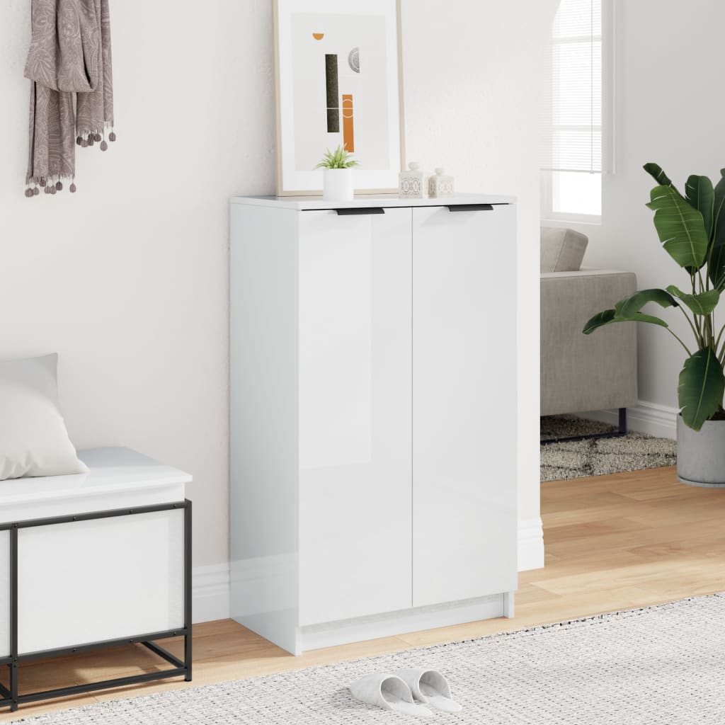 skoskab 59x35x100,5 cm konstrueret træ hvid højglans