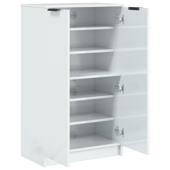 skoskab 59x35x100,5 cm konstrueret træ hvid højglans