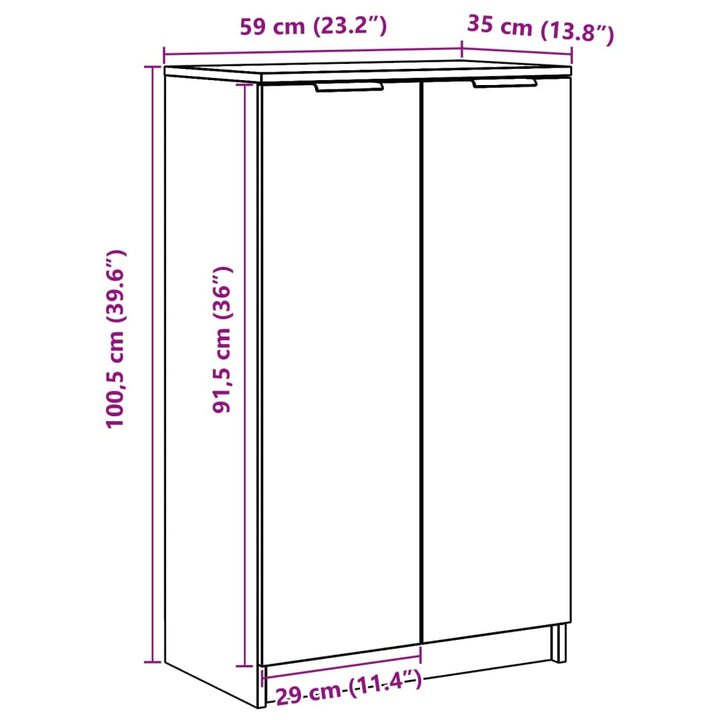 skoskab 59x35x100,5 cm konstrueret træ hvid højglans