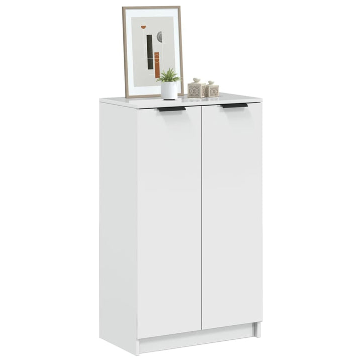 skoskab 59x35x100,5 cm konstrueret træ hvid højglans