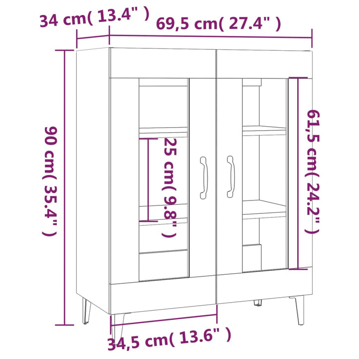skænk 69,5x34x90 cm konstrueret træ sonoma-eg