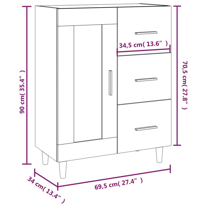 skænk 69,5x34x90 cm konstrueret træ sonoma-eg