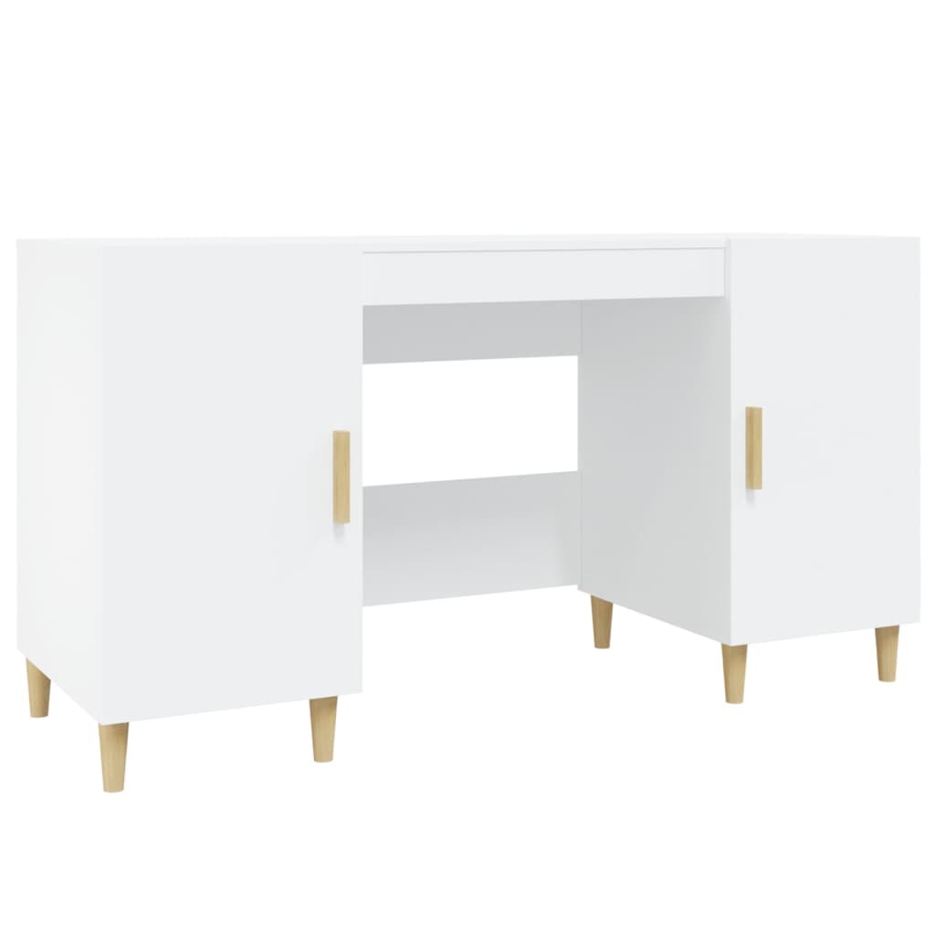 skrivebord 140x50x75 cm konstrueret træ hvid
