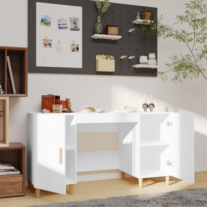skrivebord 140x50x75 cm konstrueret træ hvid