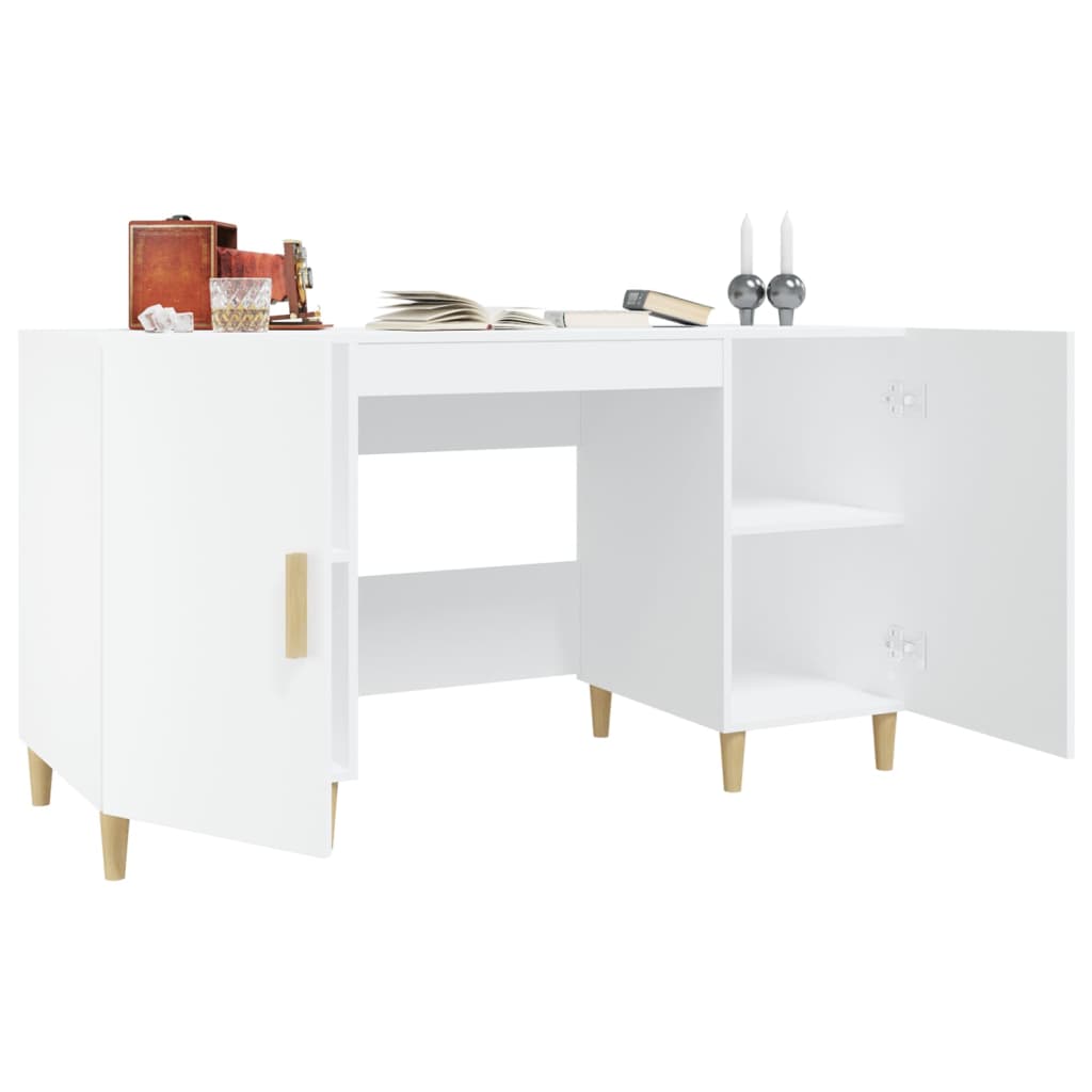 skrivebord 140x50x75 cm konstrueret træ hvid