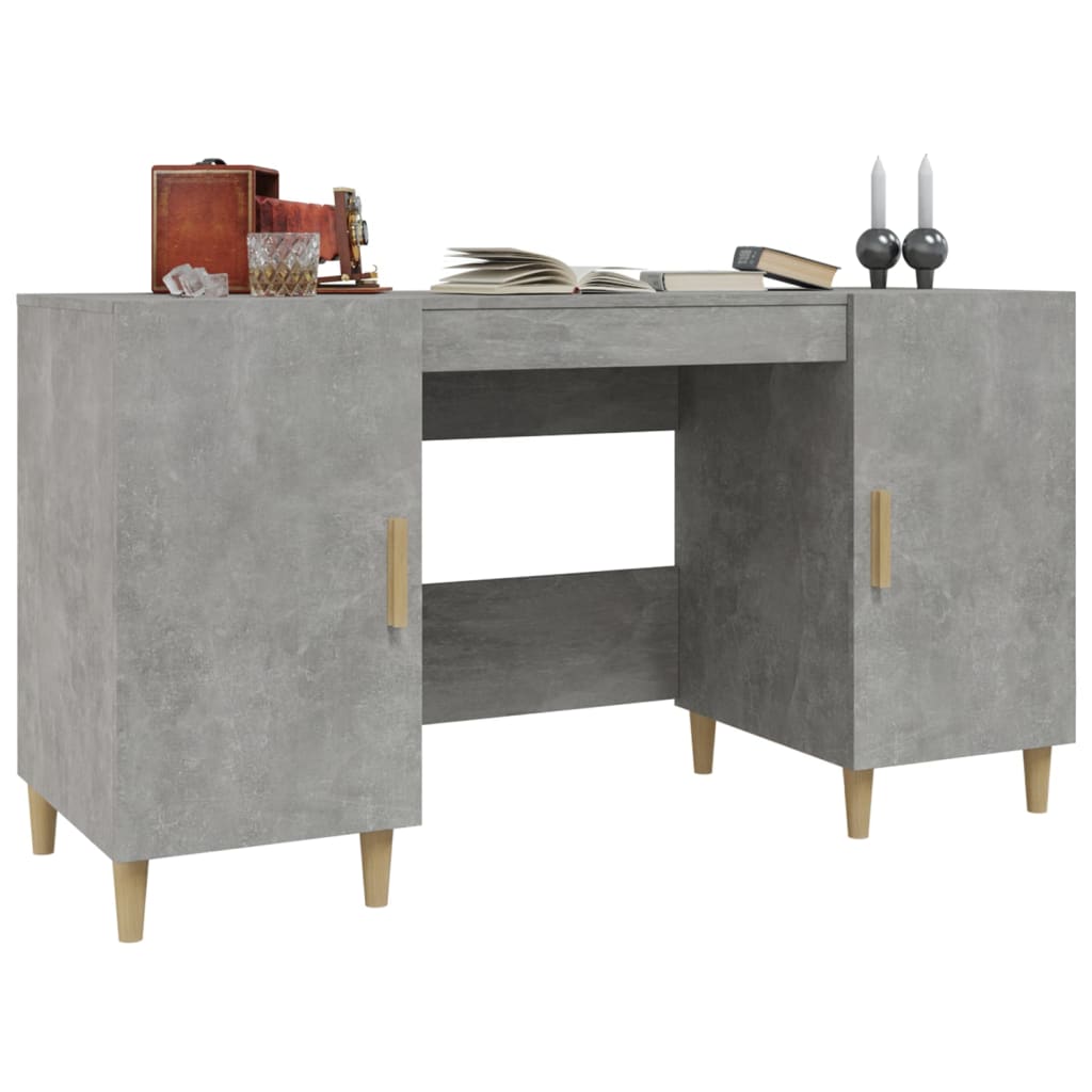 skrivebord 140x50x75 cm konstrueret træ betongrå