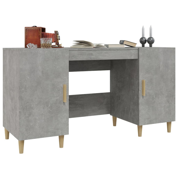 skrivebord 140x50x75 cm konstrueret træ betongrå
