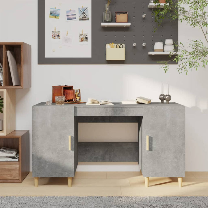 skrivebord 140x50x75 cm konstrueret træ betongrå