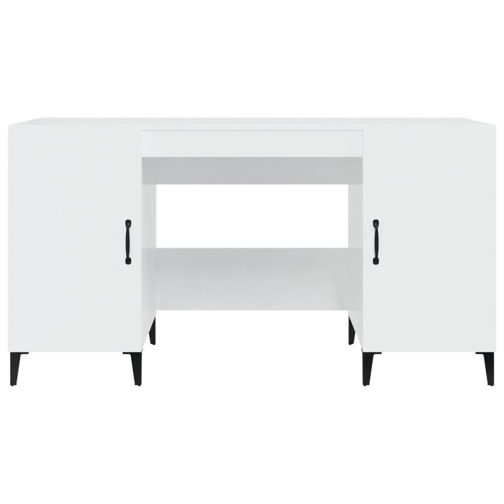 skrivebord 140x50x75 cm konstrueret træ hvid højglans