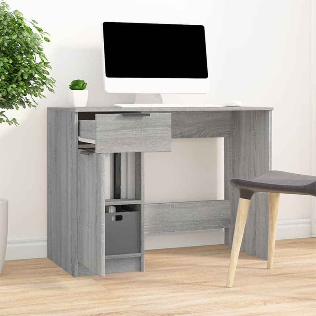 skrivebord 100x50x75 cm konstrueret træ grå sonoma-eg