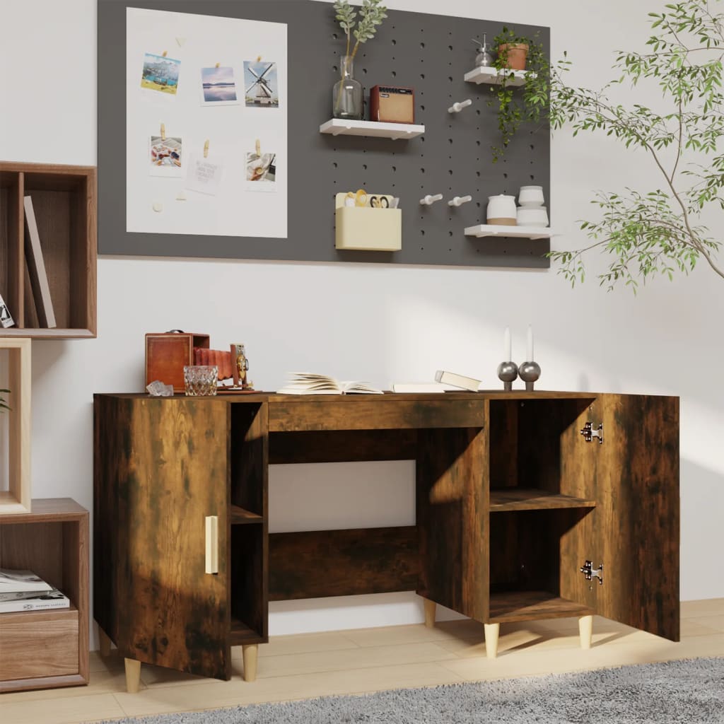 skrivebord 140x50x75 cm konstrueret træ røget egetræsfarve