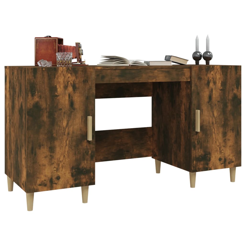 skrivebord 140x50x75 cm konstrueret træ røget egetræsfarve