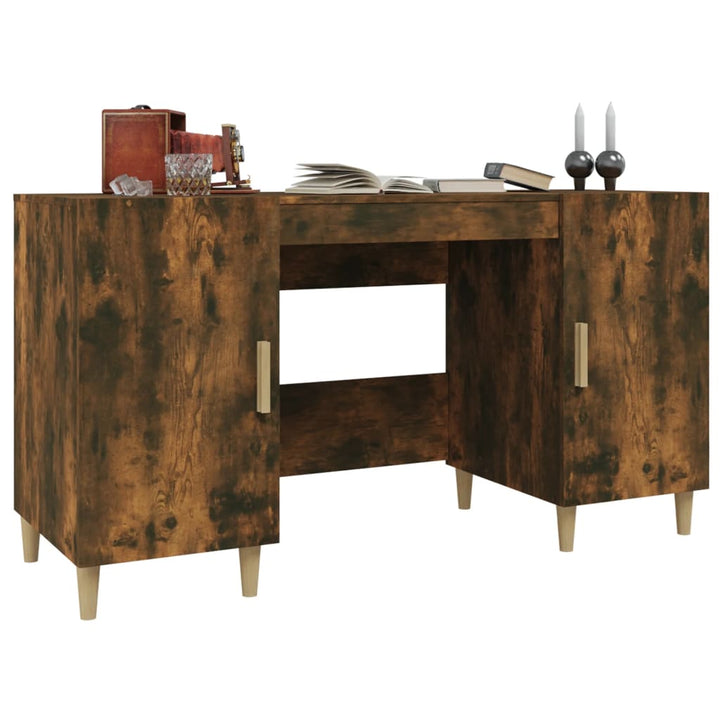 skrivebord 140x50x75 cm konstrueret træ røget egetræsfarve