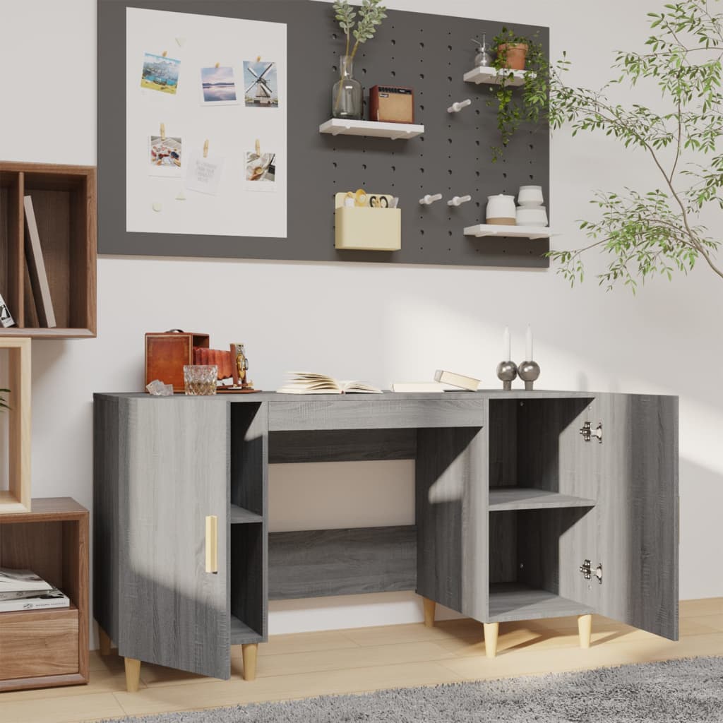 skrivebord 140x50x75 cm konstrueret træ grå sonoma-eg