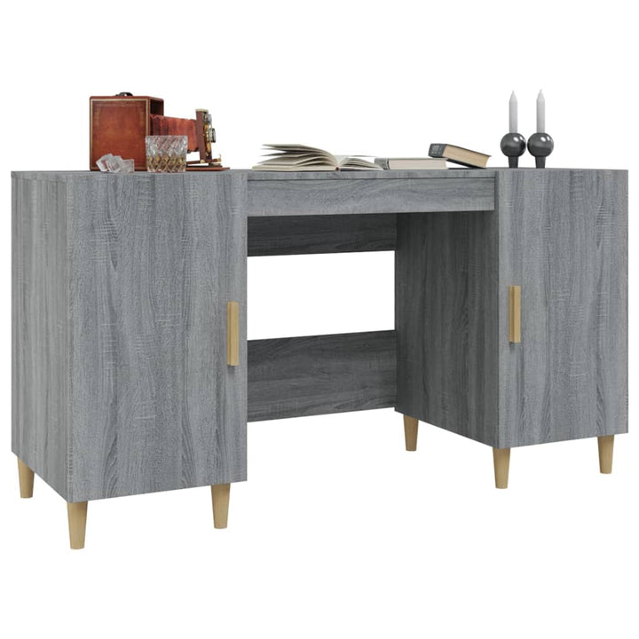 skrivebord 140x50x75 cm konstrueret træ grå sonoma-eg