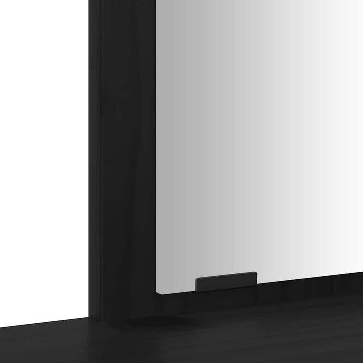 makeupbord med spejl massivt fyrretræ sort