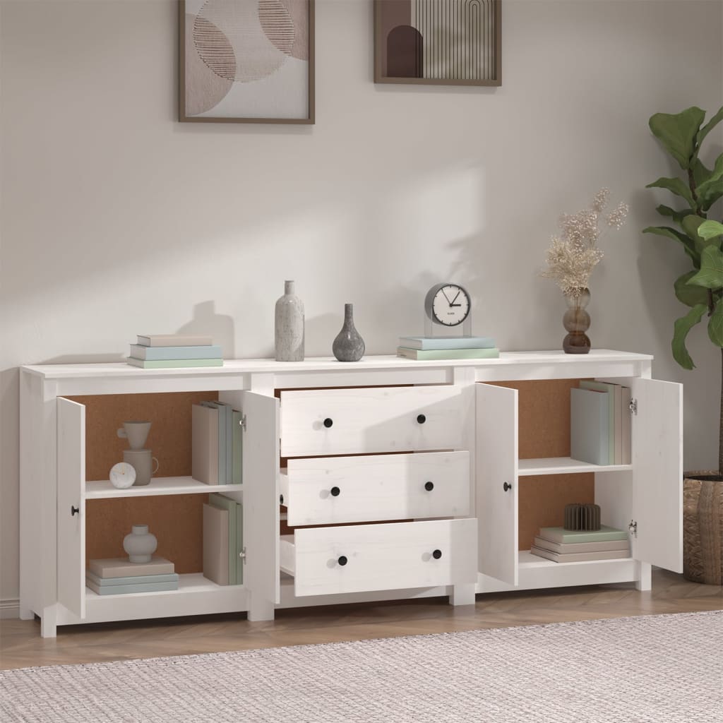 skænk 210x35x80 cm massivt fyrretræ hvid