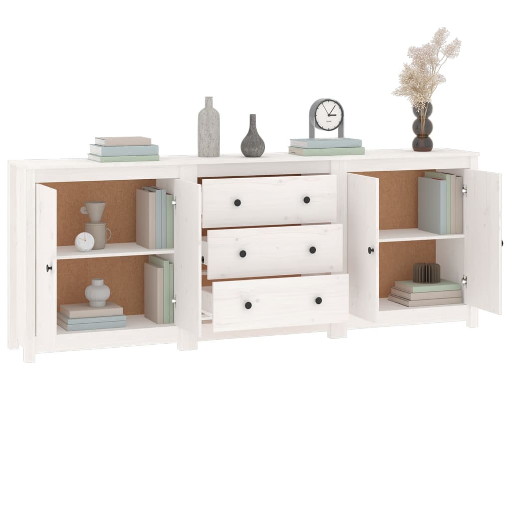 skænk 210x35x80 cm massivt fyrretræ hvid