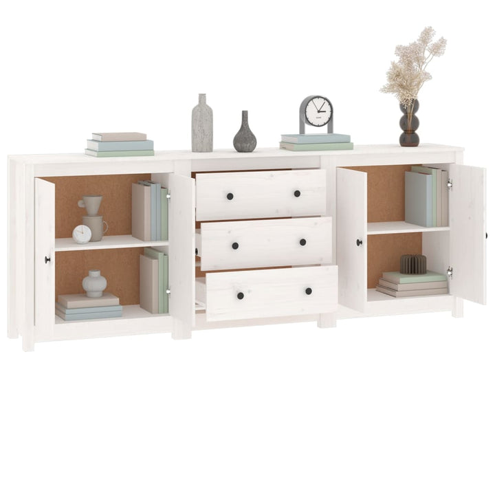 skænk 210x35x80 cm massivt fyrretræ hvid
