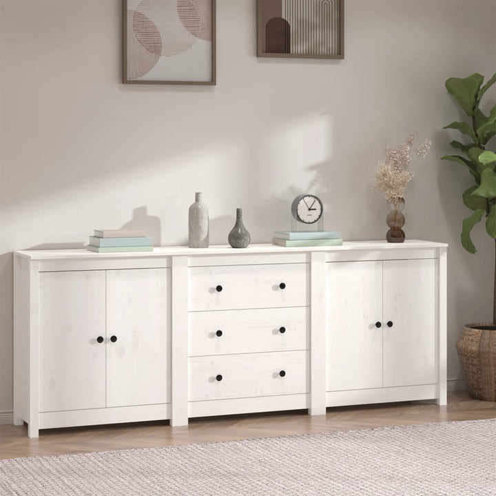 skænk 210x35x80 cm massivt fyrretræ hvid