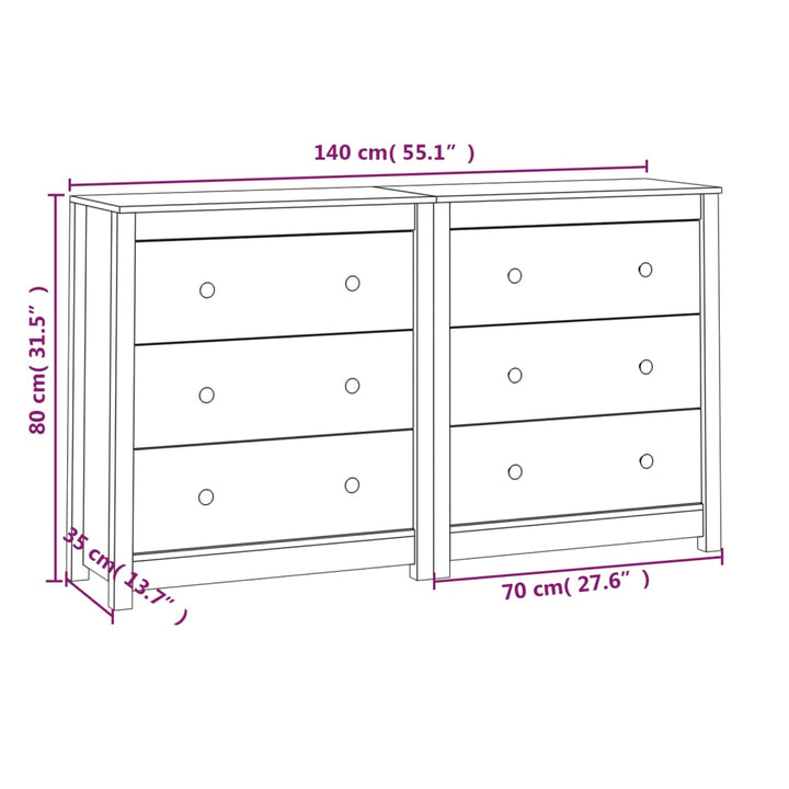 skænk 140x35x80 cm massivt fyrretræ