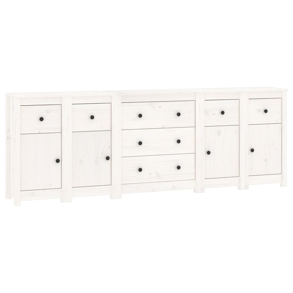 skænk 230x35x80 cm massivt fyrretræ hvid