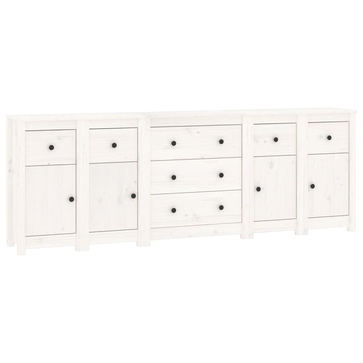 skænk 230x35x80 cm massivt fyrretræ hvid