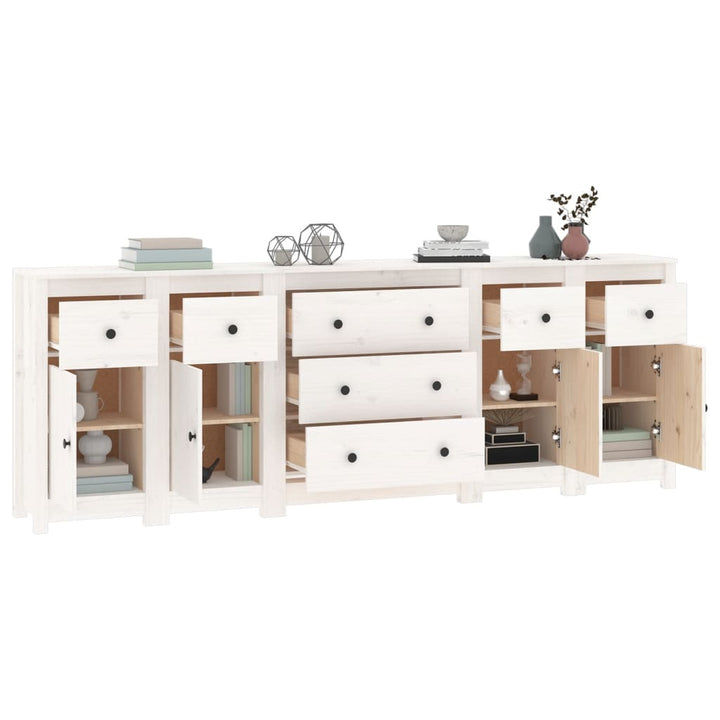 skænk 230x35x80 cm massivt fyrretræ hvid