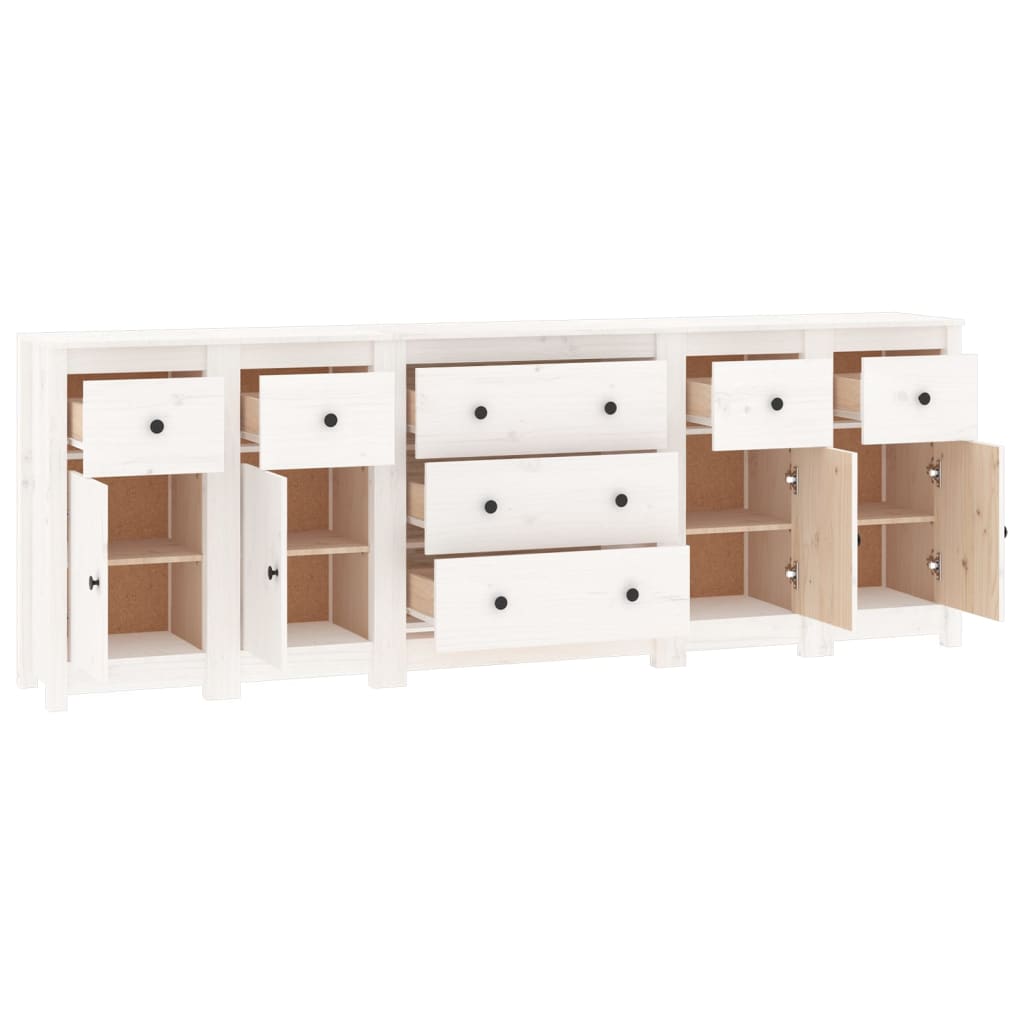 skænk 230x35x80 cm massivt fyrretræ hvid