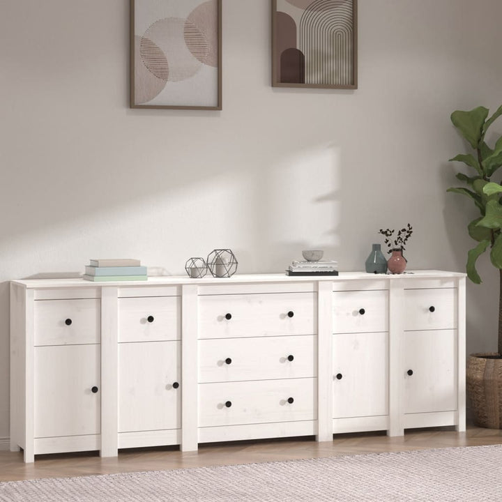 skænk 230x35x80 cm massivt fyrretræ hvid