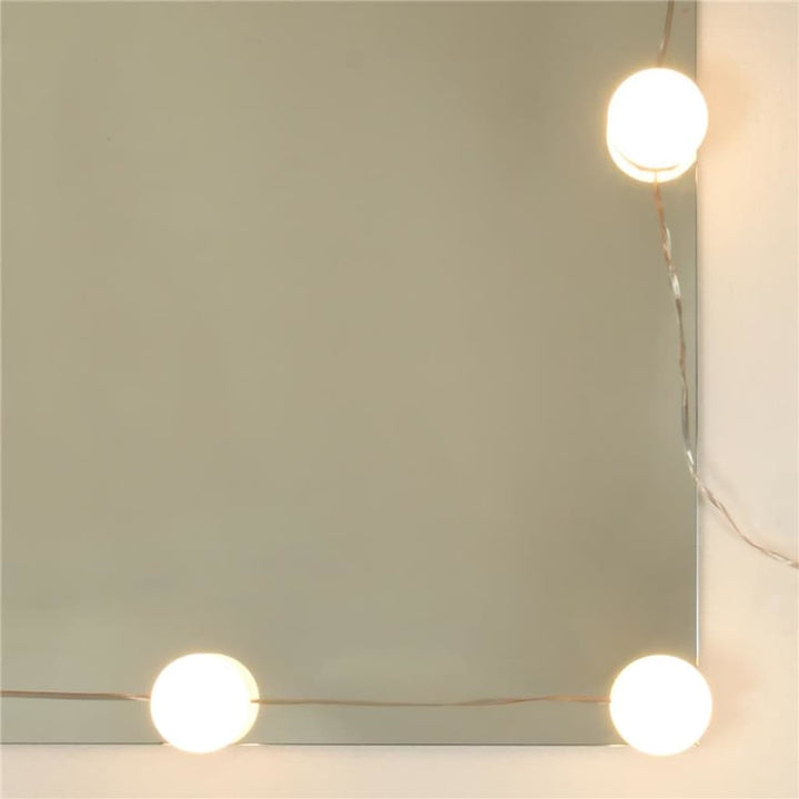 makeupbordssæt med LED-lys konstrueret træ sonoma-eg