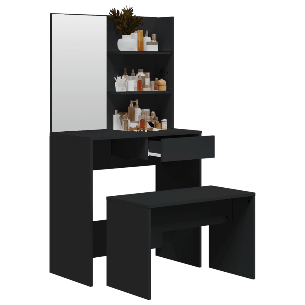 makeupbord 74,5x40x141 cm sort