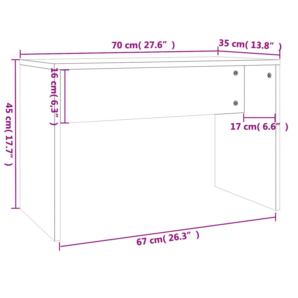makeupbord 74,5x40x141 cm sort