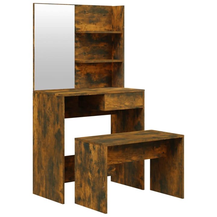 konsolbordsæt 74,5x40x141 cm røget egetræsfinish