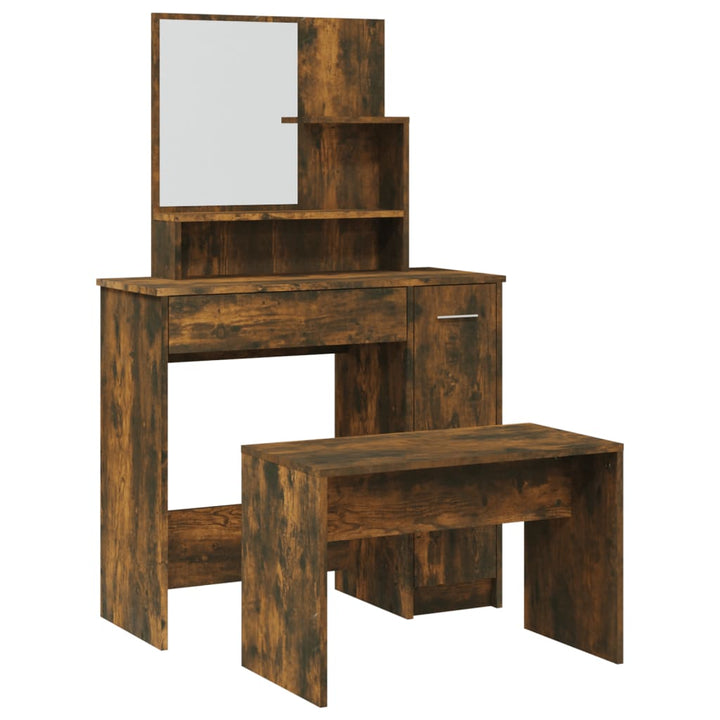 konsolbordsæt 86,5x35x136 cm røget egetræsfinish
