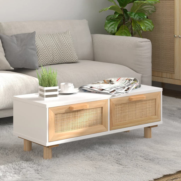 sofabord 80x40x30 cm konstrueret træ og massivt fyrretræ hvid
