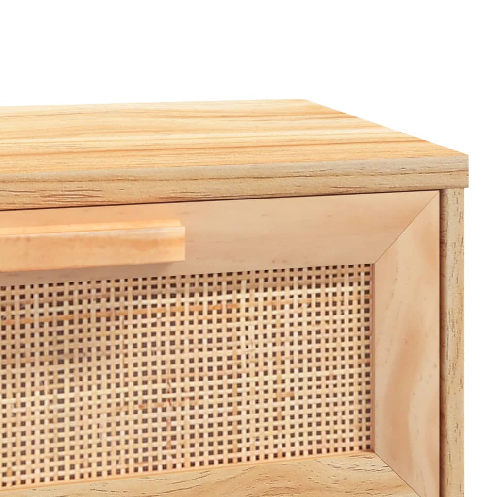 konsolbord 80x30x75 cm massivt fyrretræ naturlig rattan brun
