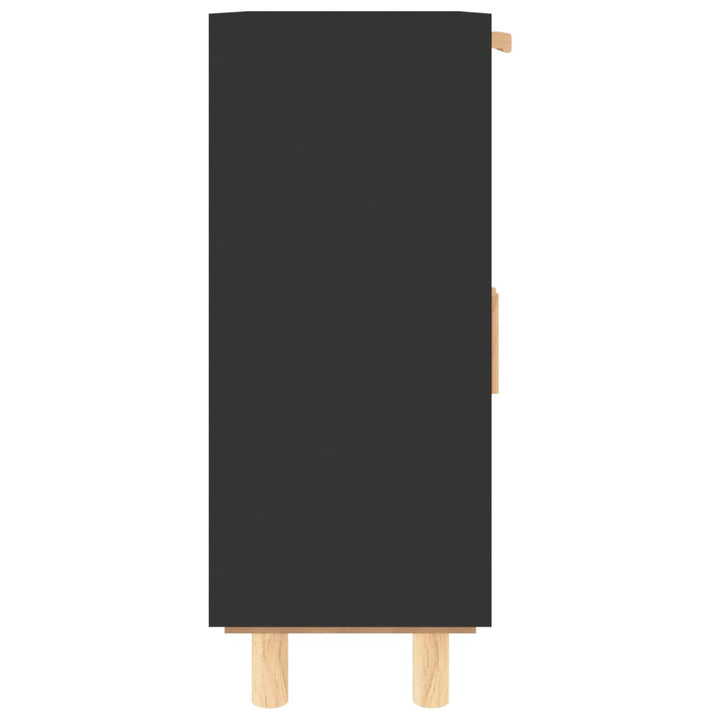 skænk 60x30x75 cm massivt fyrretræ og naturlig rattan sort